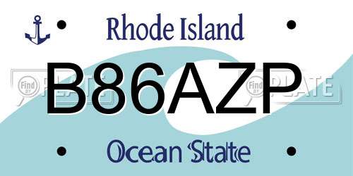 B86AZP Rhode Island License Plate
