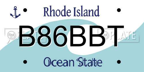 B86BBT Rhode Island License Plate
