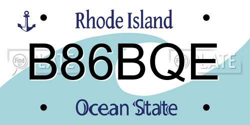 B86BQE Rhode Island License Plate