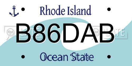 B86DAB Rhode Island License Plate