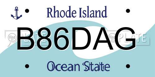 B86DAG Rhode Island License Plate