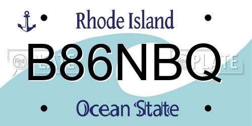 B86NBQ Rhode Island License Plate