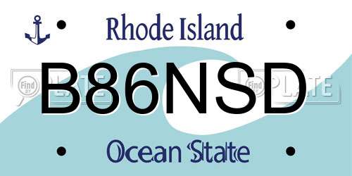 B86NSD Rhode Island License Plate