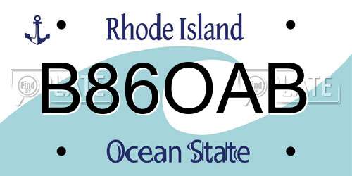 B86OAB Rhode Island License Plate
