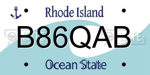 B86QAB Rhode Island License Plate