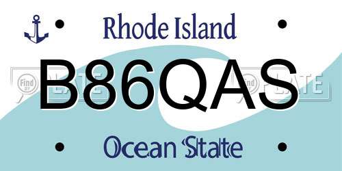 B86QAS Rhode Island License Plate