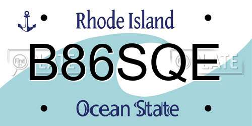B86SQE Rhode Island License Plate