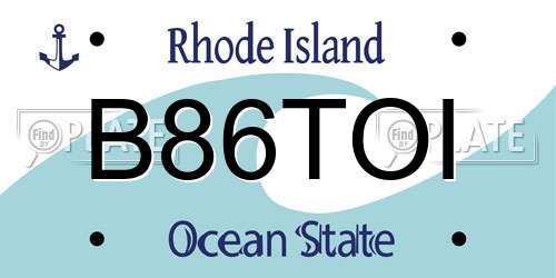 B86TOI Rhode Island License Plate