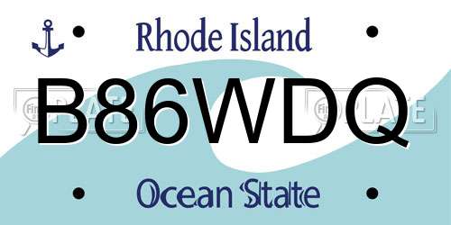 B86WDQ Rhode Island License Plate