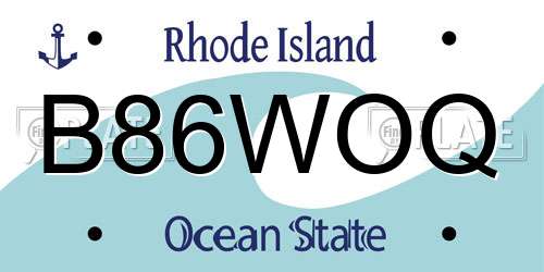 B86WOQ Rhode Island License Plate