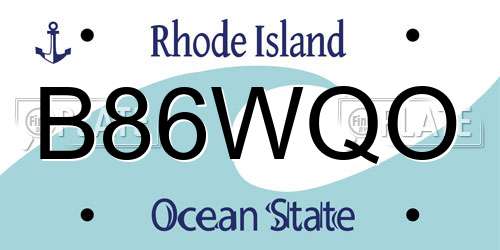 B86WQO Rhode Island License Plate