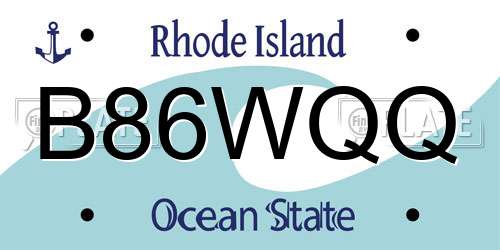 B86WQQ Rhode Island License Plate
