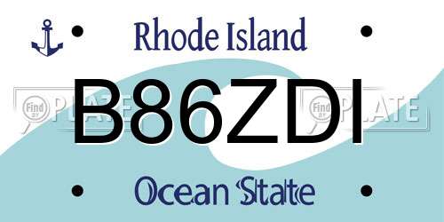 B86ZDI Rhode Island License Plate