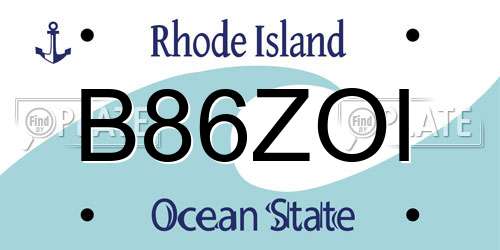 B86ZOI Rhode Island License Plate