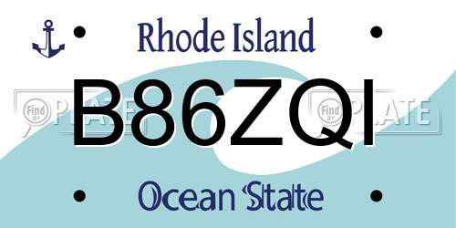 B86ZQI Rhode Island License Plate