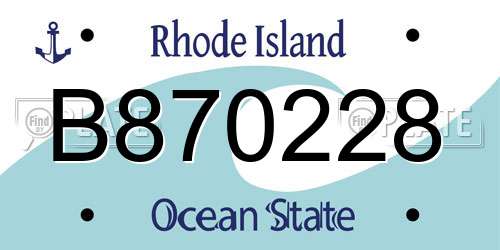 B870228 Rhode Island License Plate