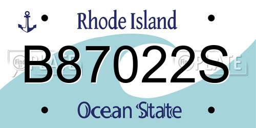 B87022S Rhode Island License Plate