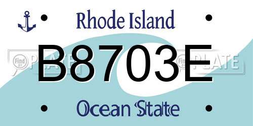 B8703E Rhode Island License Plate