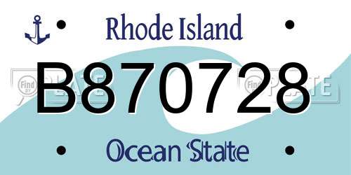 B870728 Rhode Island License Plate