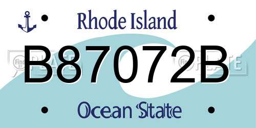 B87072B Rhode Island License Plate