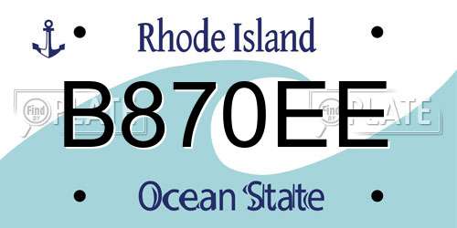 B870EE Rhode Island License Plate