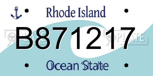 B871217 Rhode Island License Plate