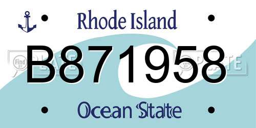 B871958 Rhode Island License Plate