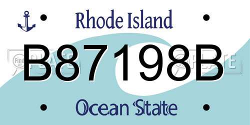 B87198B Rhode Island License Plate
