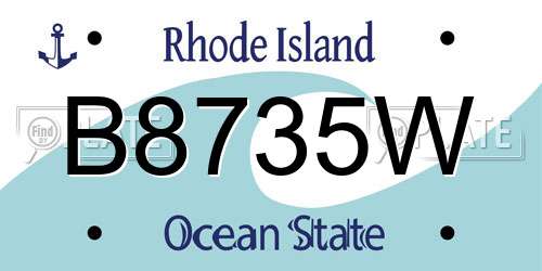 B8735W Rhode Island License Plate