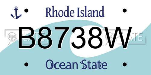 B8738W Rhode Island License Plate
