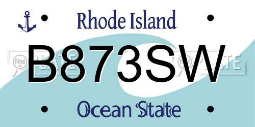B873SW Rhode Island License Plate