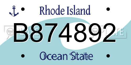 B874892 Rhode Island License Plate