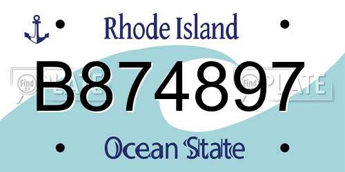 B874897 Rhode Island License Plate