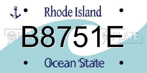B8751E Rhode Island License Plate