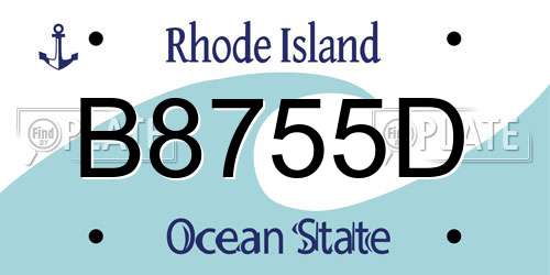 B8755D Rhode Island License Plate