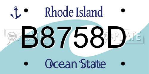 B8758D Rhode Island License Plate