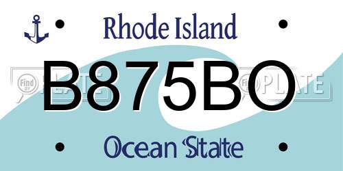 B875BO Rhode Island License Plate