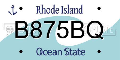 B875BQ Rhode Island License Plate