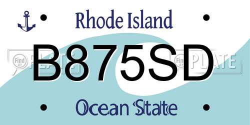 B875SD Rhode Island License Plate