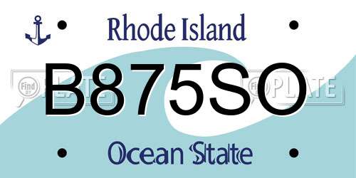 B875SO Rhode Island License Plate