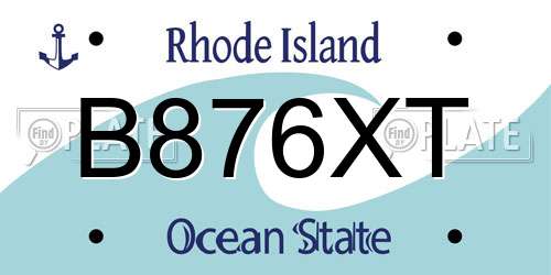 B876XT Rhode Island License Plate