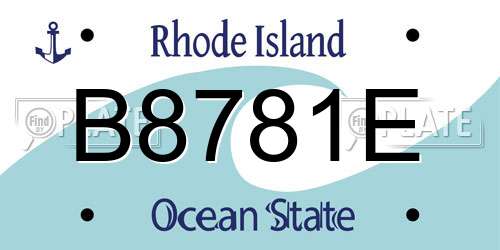 B8781E Rhode Island License Plate