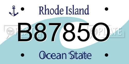 B8785O Rhode Island License Plate