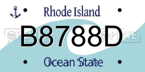 B8788D Rhode Island License Plate