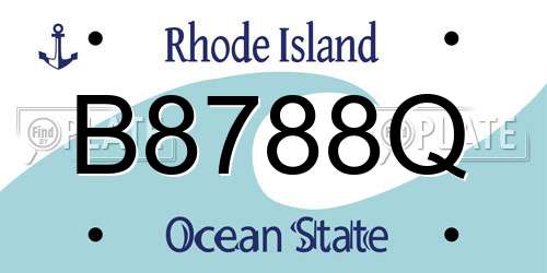 B8788Q Rhode Island License Plate