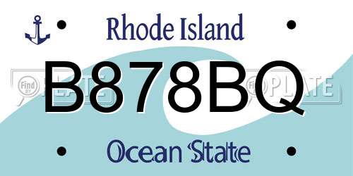 B878BQ Rhode Island License Plate