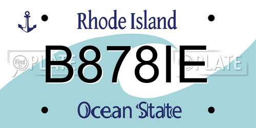 B878IE Rhode Island License Plate