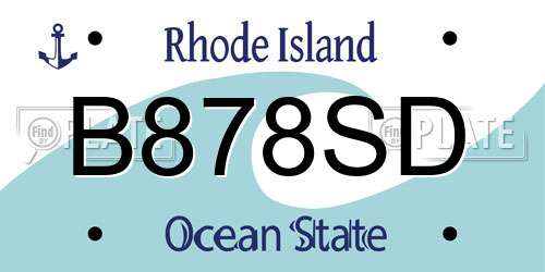 B878SD Rhode Island License Plate