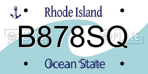 B878SQ Rhode Island License Plate