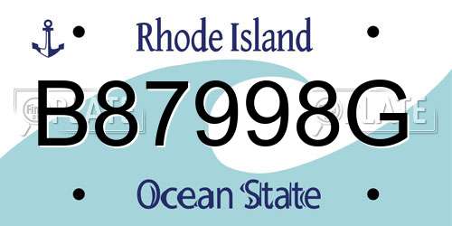 B87998G Rhode Island License Plate